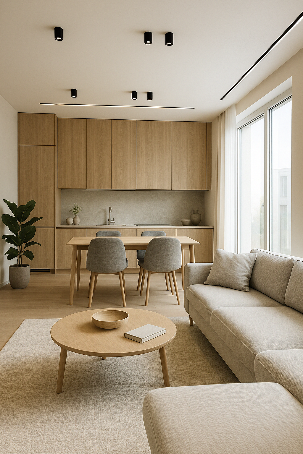 Render residenziale Ikigai Architetti — luce naturale e minimalismo